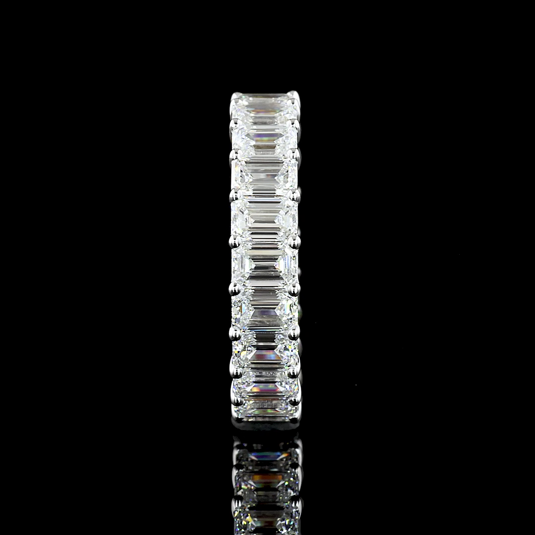 3.99 CTTW Emerald Lab Diamond Full Eternity Sz. 6 14k White Gold (F Color and VS1 Clarity)