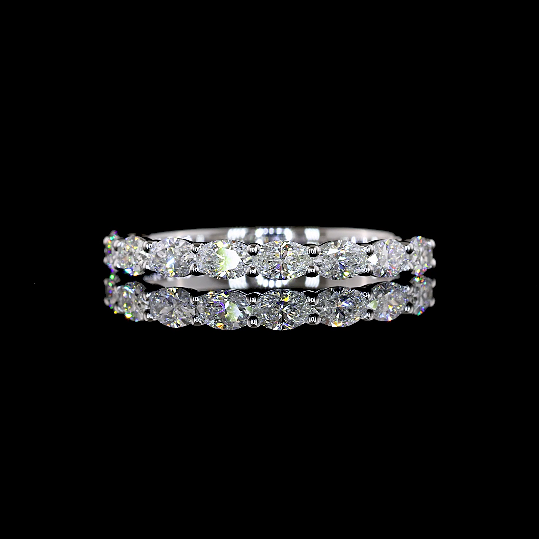 0.85 CTTW Oval Lab Grown Diamond Half Eternity Band Sz. 6.5 (E Color and VS1 Clarity)