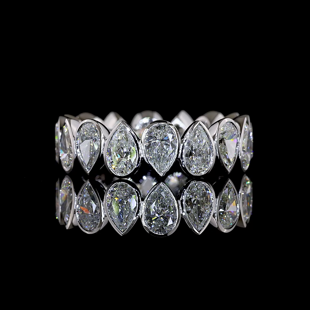 3.83 CTTW Pear Lab Grown Diamond Full Eternity Sz. 6.5 (E Color and VS1 Clarity)