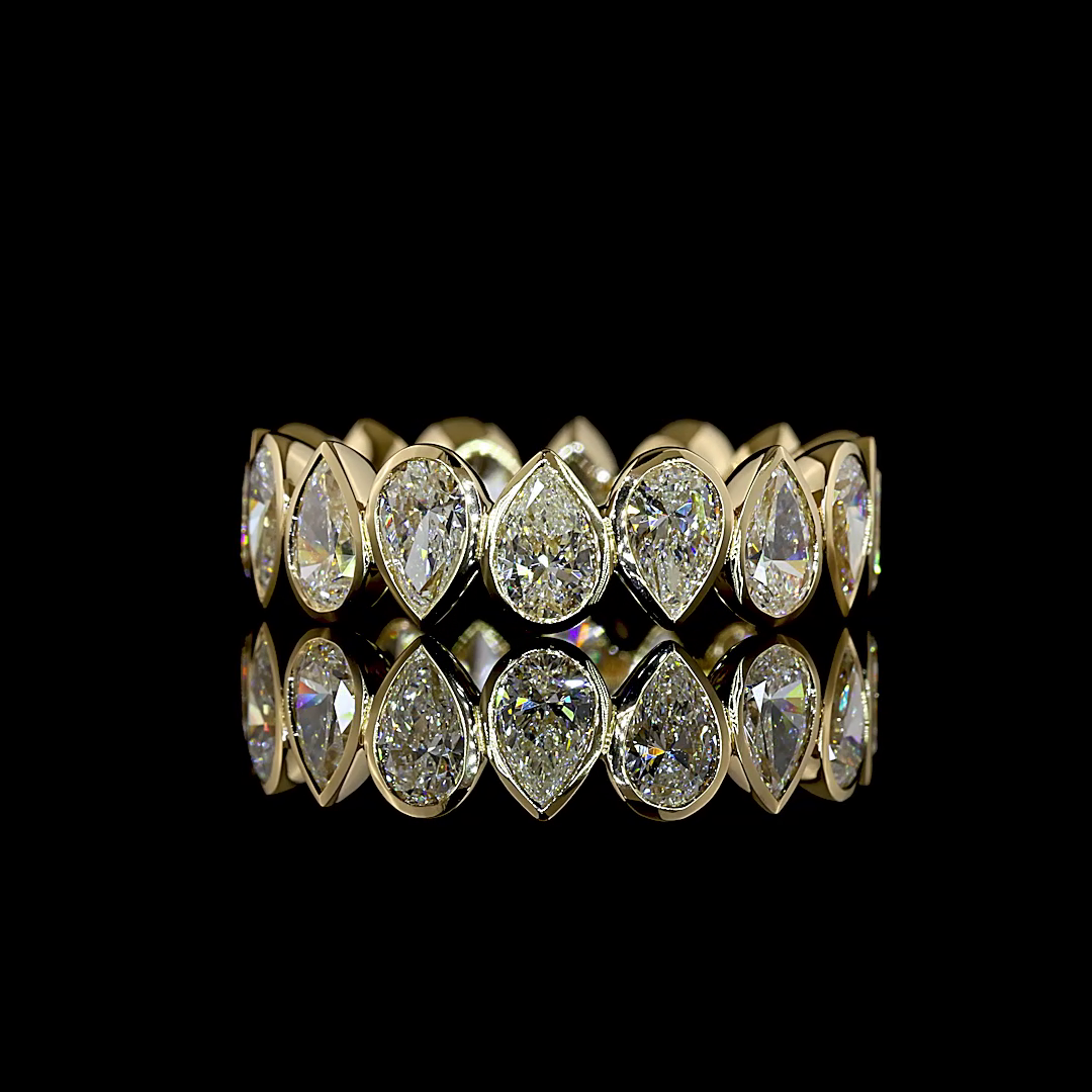 3.68 CTTW Pear Lab Grown Diamond Full Eternity Sz. 6.5 (E Color and VS1 Clarity)