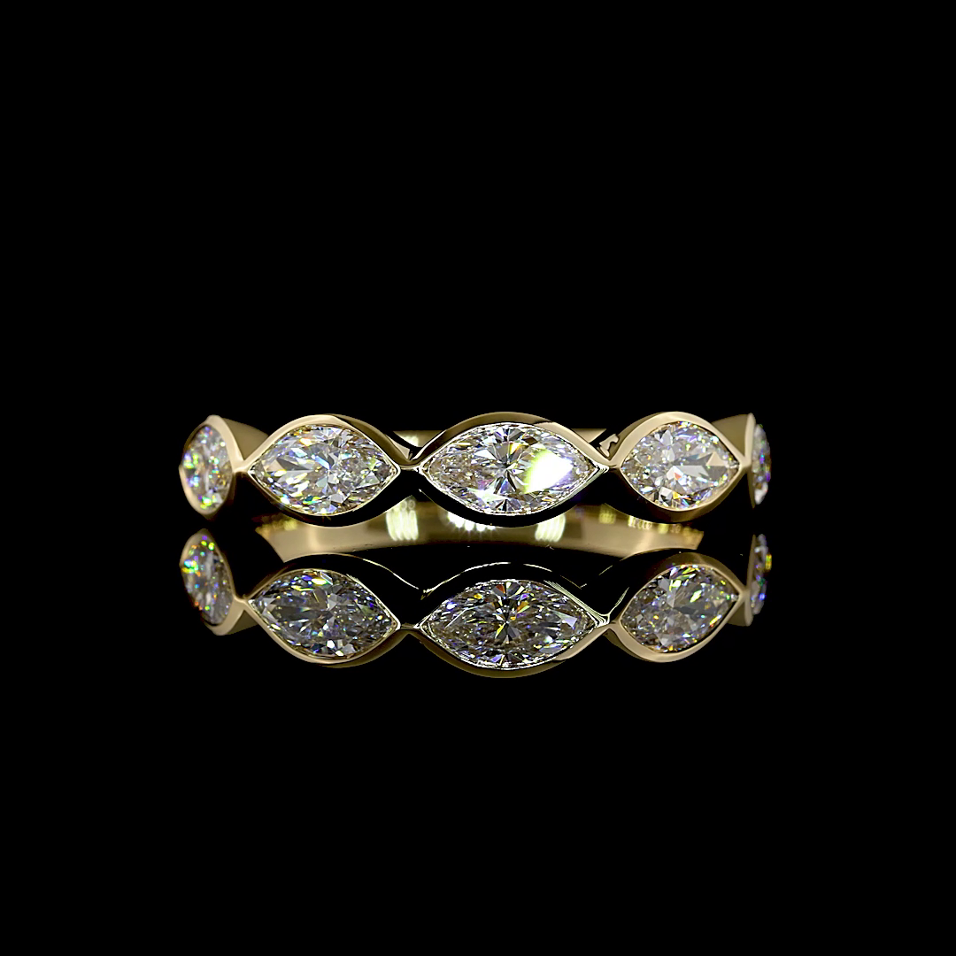 1.36 CTTW Marquise Lab Grown Diamond 5 Stones Eternity Band Sz. 6.5 (E Color and VS1 Clarity)