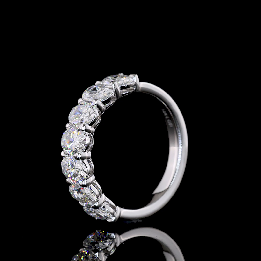 2.26 CTTW Oval Lab Grown Diamond 7 Stones Eternity Band Sz. 5.75 (E Color and VS1 Clarity)