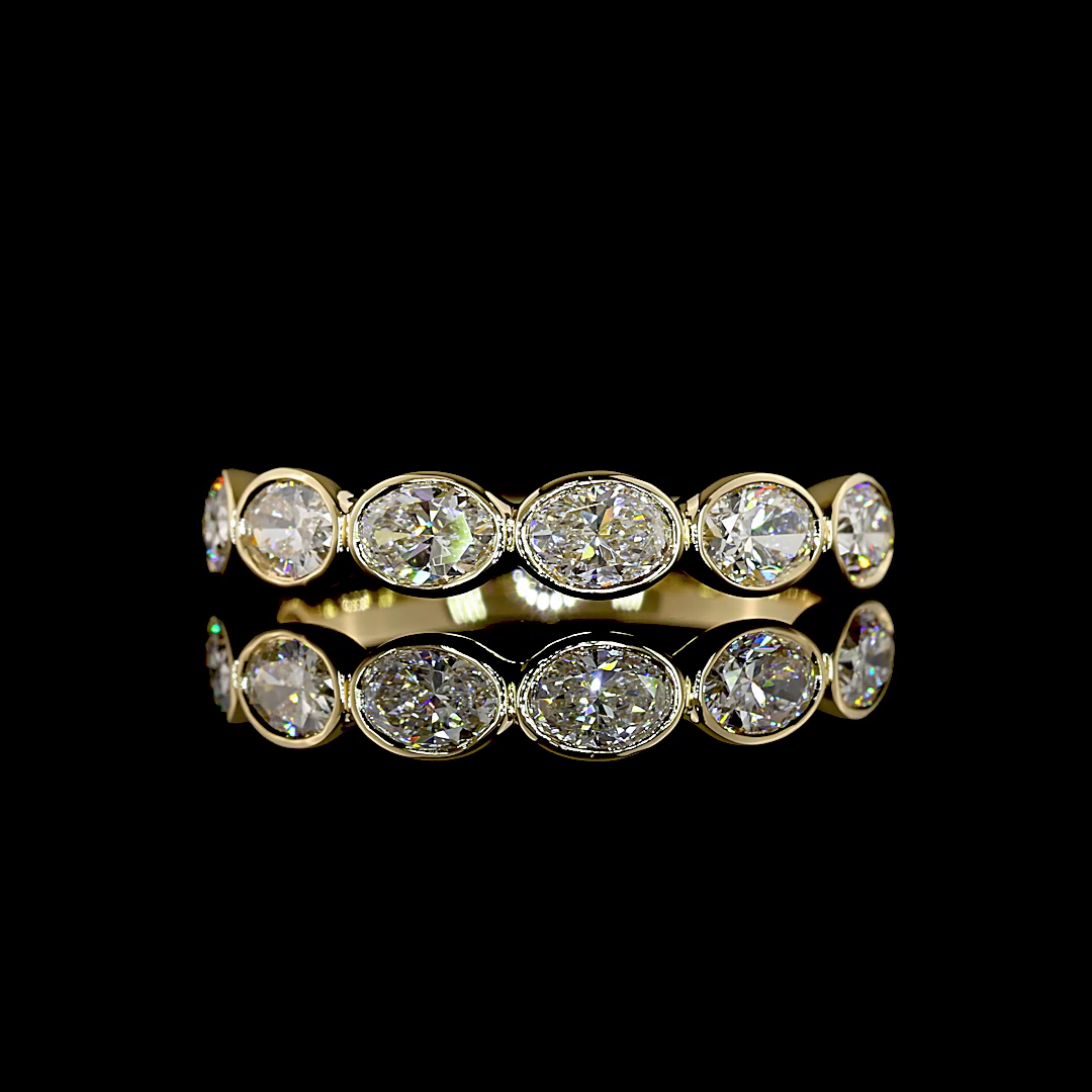 1.14 CTTW Oval Lab Grown Diamond 7 Stones Eternity Band Sz. 6.5 (E Color and VS1 Clarity)