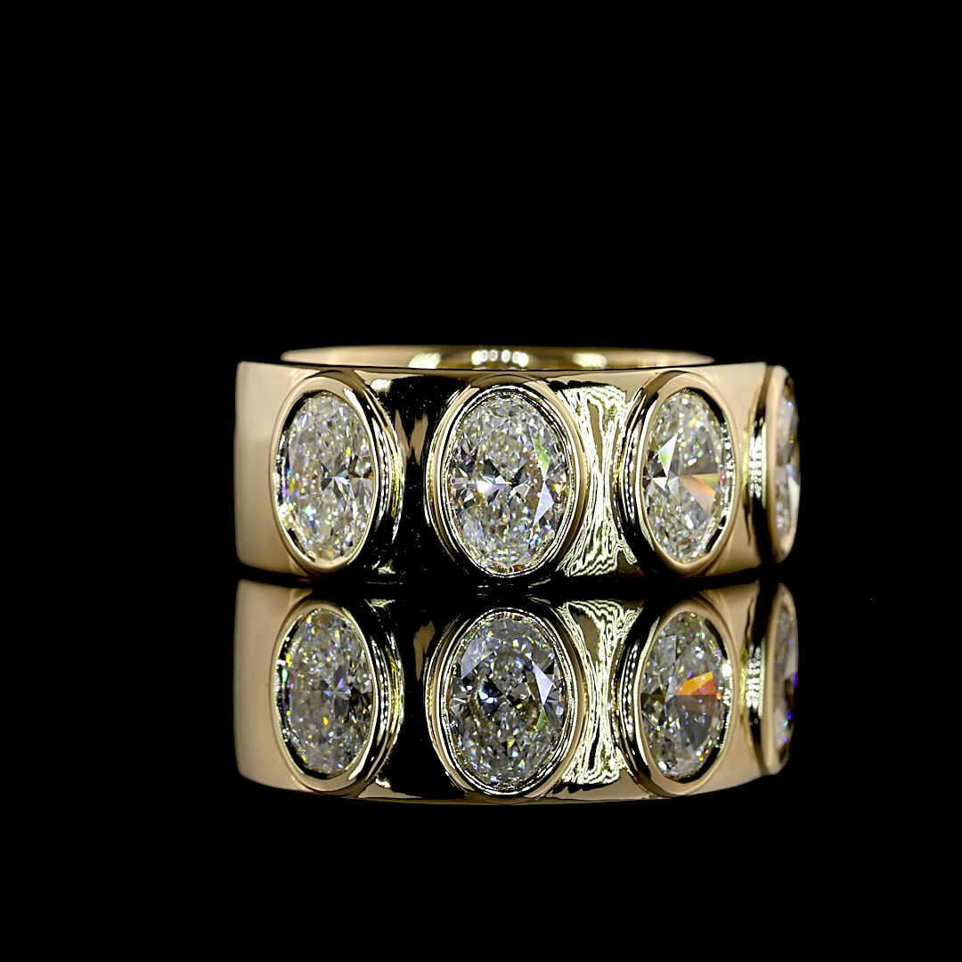2.56 CTTW Oval Lab Grown Diamond 5 Stones Eternity Band Sz. 6.5 (E Color and VS1 Clarity)