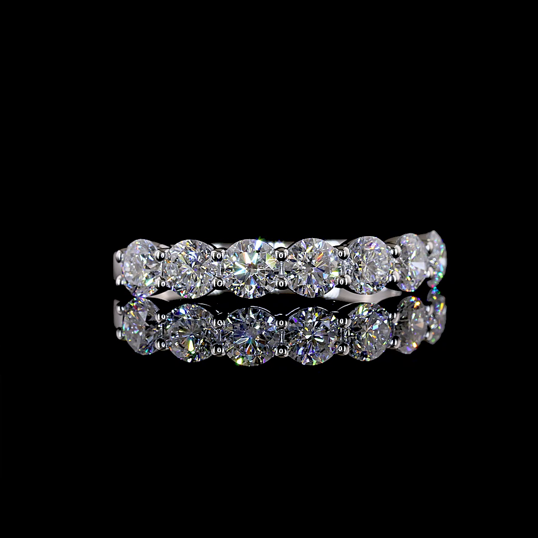 1.16 CTTW Round Lab Grown Diamond 7 Stones Eternity Band Sz. 6.5 (E Color and VS1 Clarity)