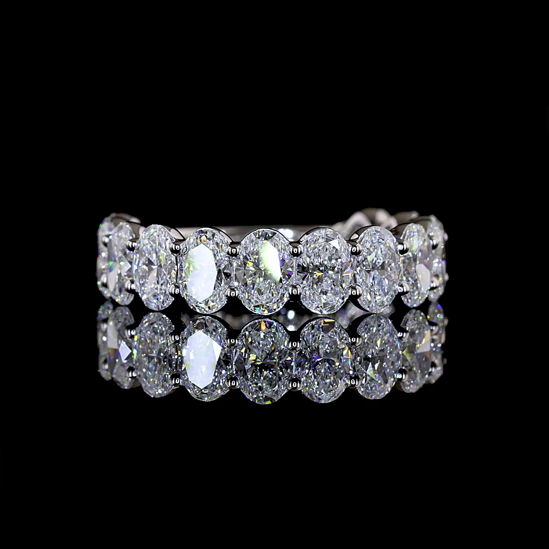 2.71 CTTW Oval Lab Grown Diamond 3/4 Eternity Band Sz. 5.25 (E Color and VS1 Clarity)