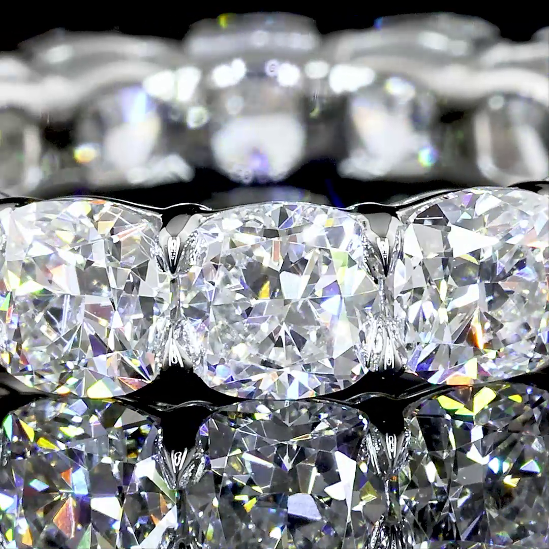 5.03 CTTW Square Cushion Brilliant Lab Grown Diamond Full Eternity Sz. 5.25 (F Color and VS1 Clarity)