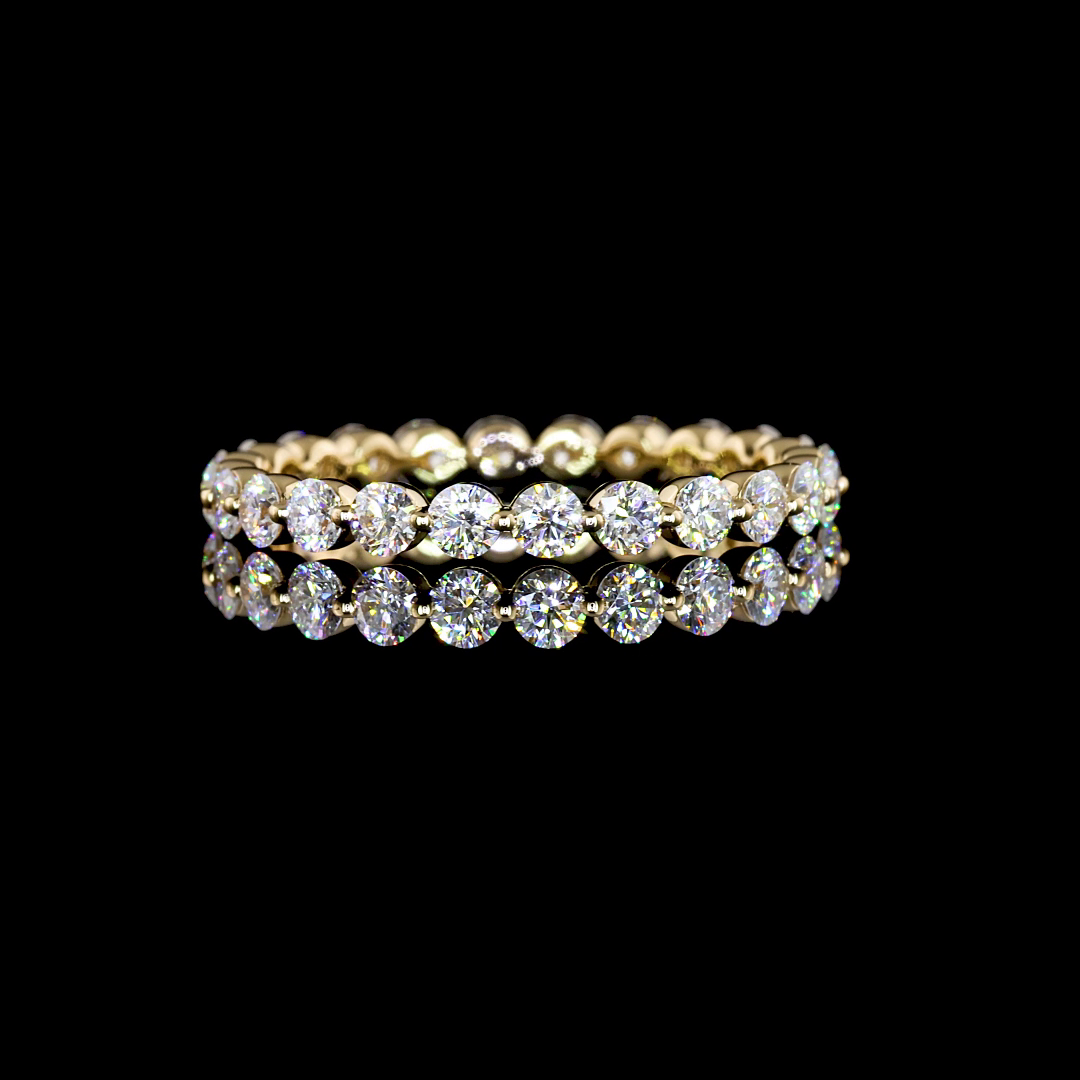 1.12 CTTW Round Lab Diamond Full Eternity Sz. 6 18k Yellow Gold (E Color and VS1 Clarity)