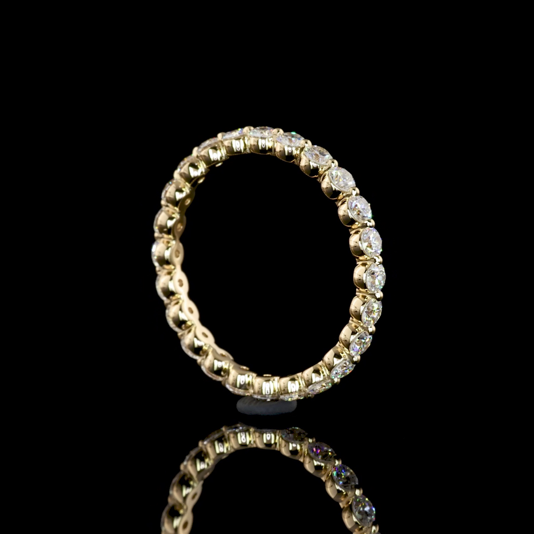 1.12 CTTW Round Lab Diamond Full Eternity Sz. 6 18k Yellow Gold (E Color and VS1 Clarity)