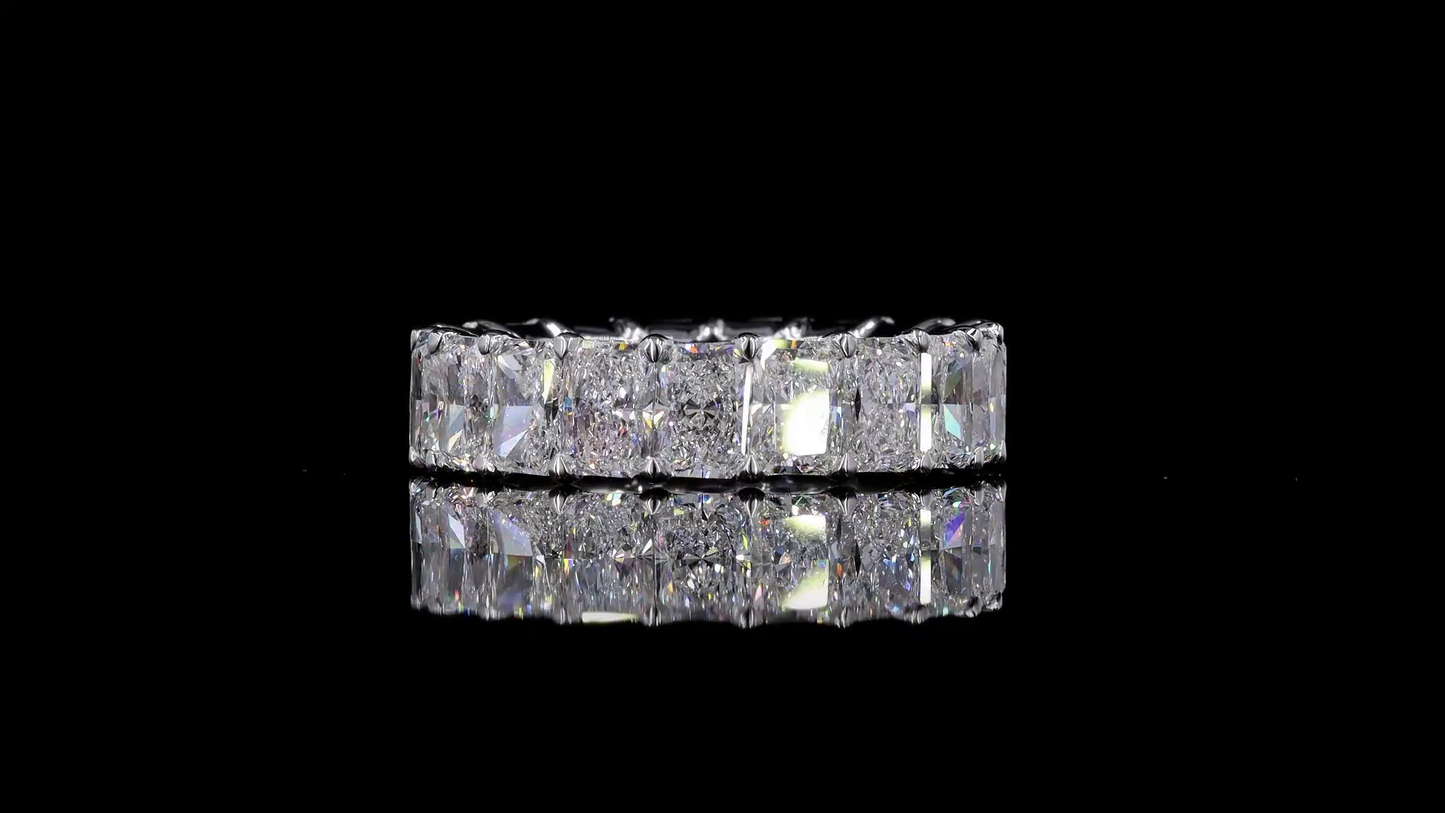 5.87 CTTW Radiant Lab Diamond Full Eternity Sz. 6.5 14k White Gold (F Color and VS2 Clarity)