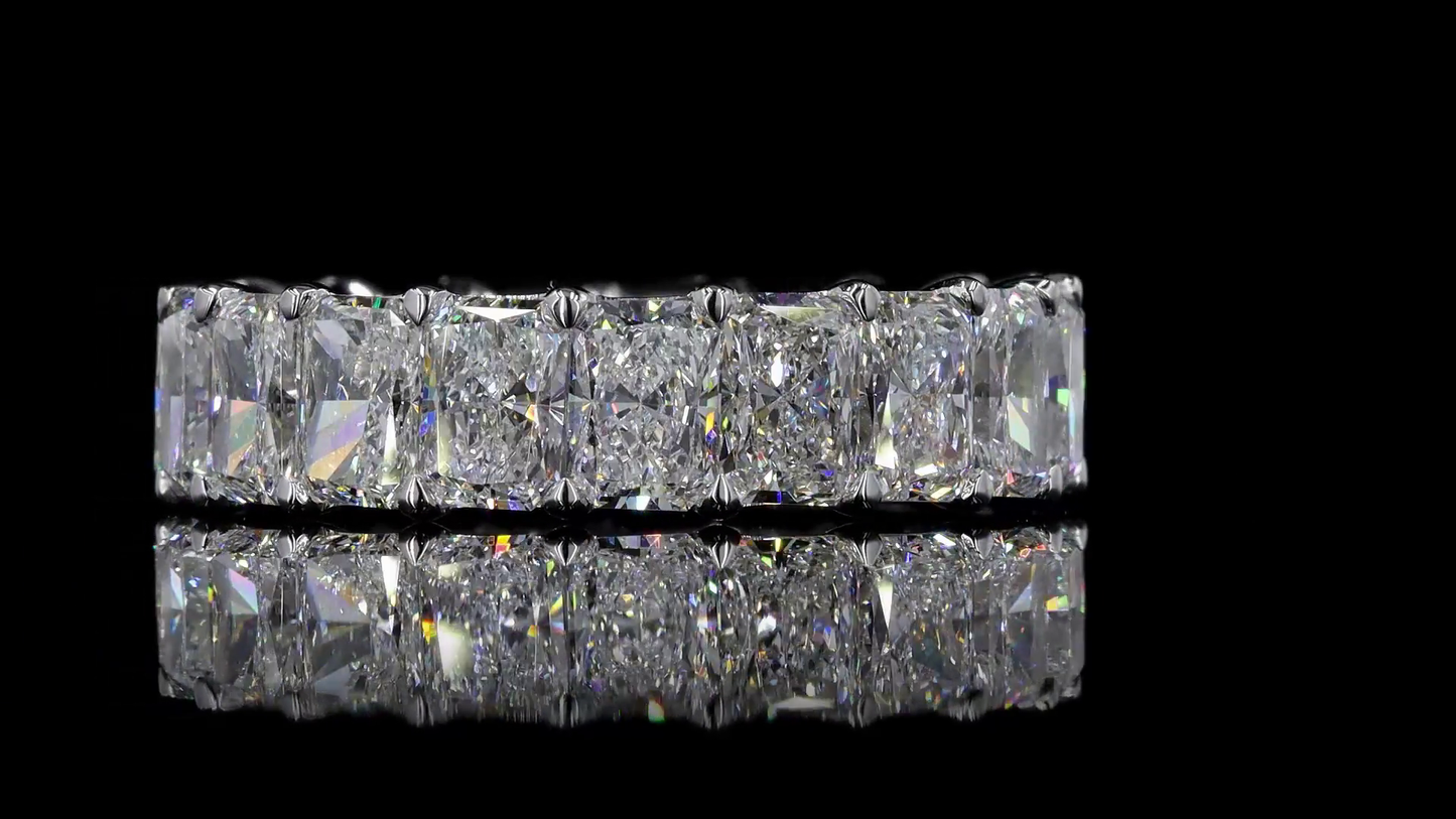 5.87 CTTW Radiant Lab Diamond Full Eternity Sz. 6.5 14k White Gold (F Color and VS2 Clarity)