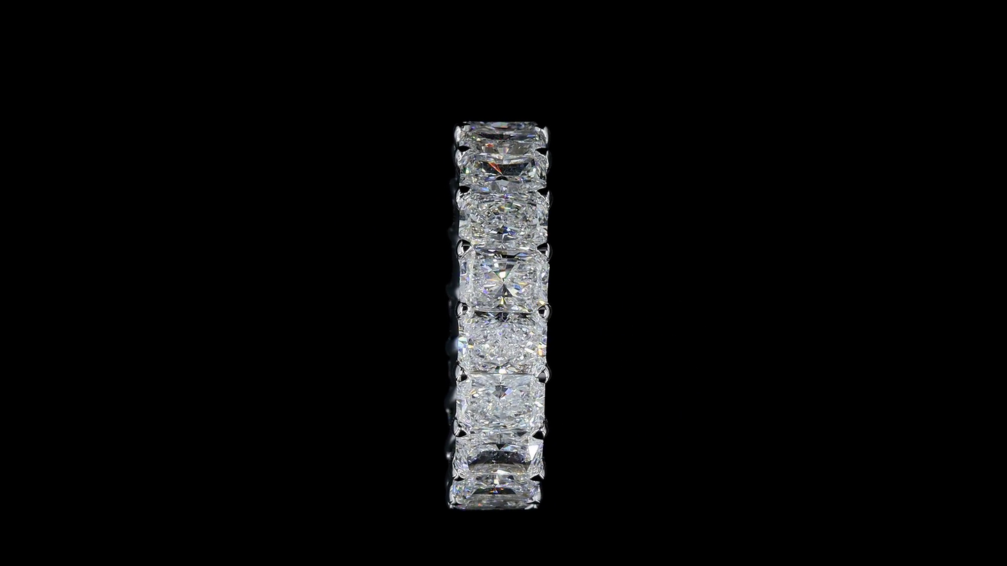 5.87 CTTW Radiant Lab Diamond Full Eternity Sz. 6.5 14k White Gold (F Color and VS2 Clarity)