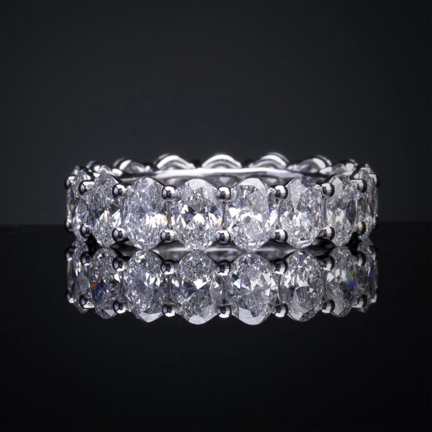 5.27 CTTW Oval Lab Diamond Full Eternity Sz. 6.5 14k White Gold F Color and VS2 Clarity jewelry-spot-usa