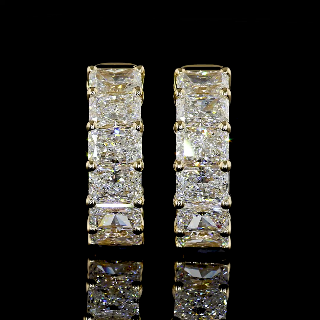 2.99 CTTW Radiant Lab Diamond Huggies Earring (E Color and VS Clarity)