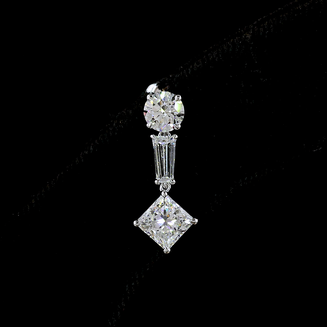 2.95 CTTW MIX Lab Diamond Hanging Earring (E Color and VS Clarity)