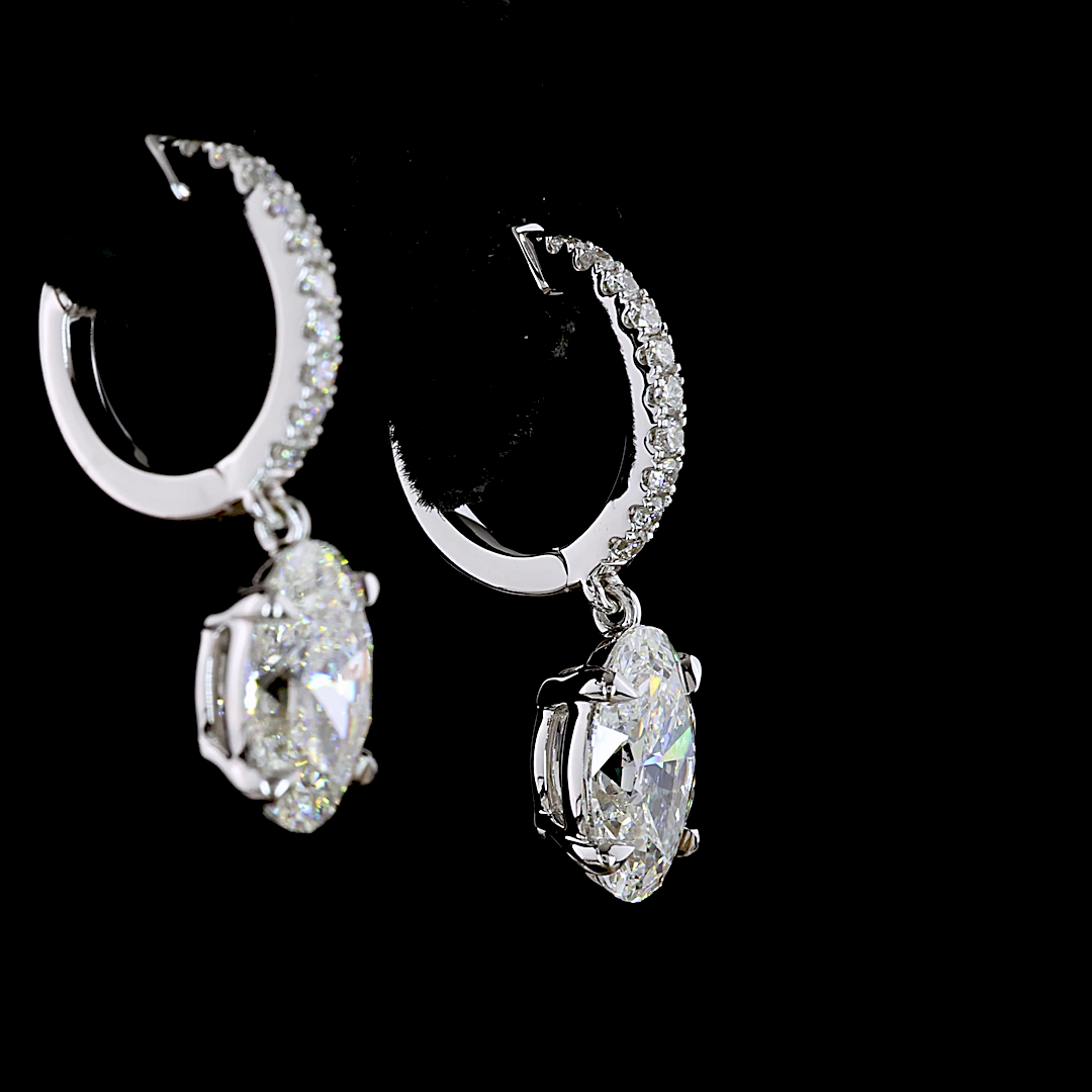 3.27 CTTW Oval Lab Diamond Hanging Earring (F Color and VS1 Clarity)