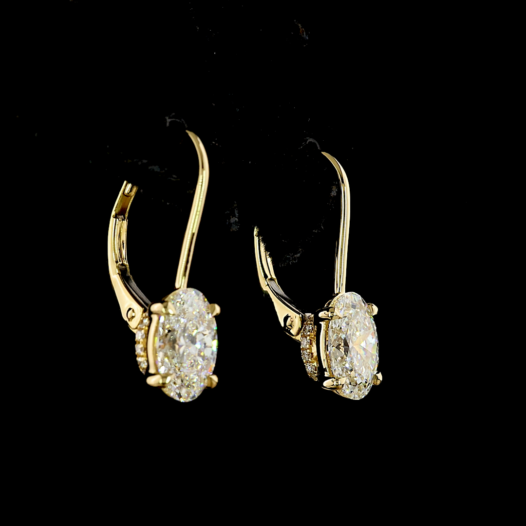 2.11 CTTW Oval Lab Diamond Hanging Earring (E Color and VVS2 Clarity)