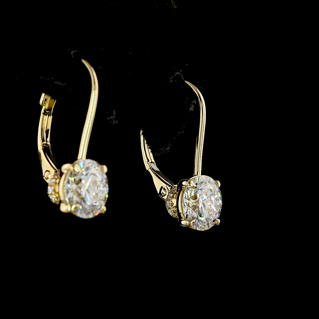 2.07 CTTW Round Lab Diamond Hanging Earring (E Color and VVS2 Clarity)