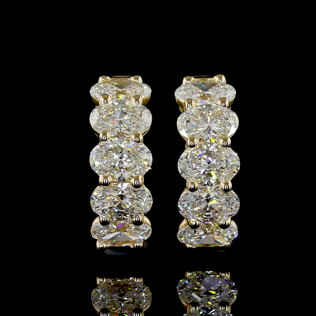 2.02 CTTW Oval Lab Diamond Huggies Earring (E Color and VS Clarity)
