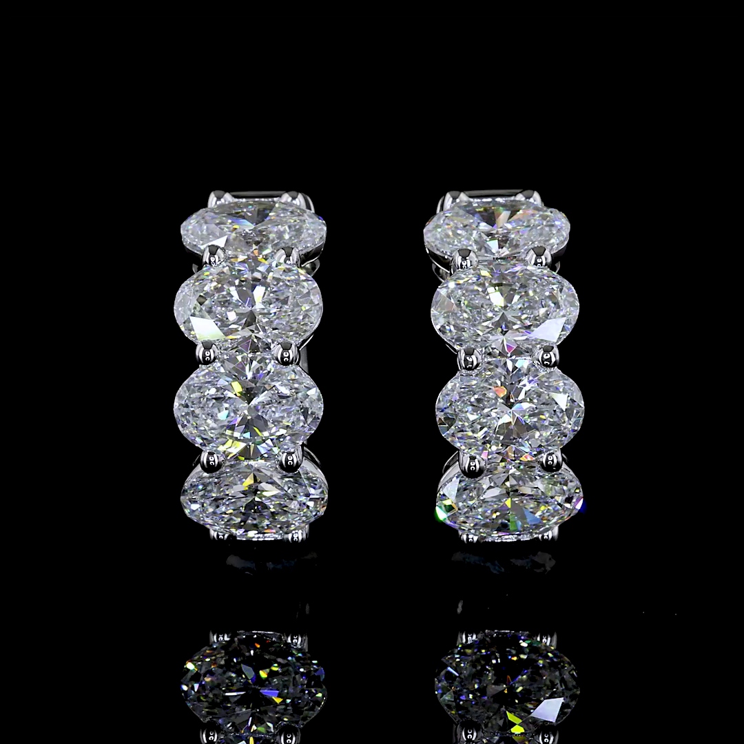 3.09 CTTW Oval Lab Diamond Huggies Earring (E Color and VS1 Clarity)