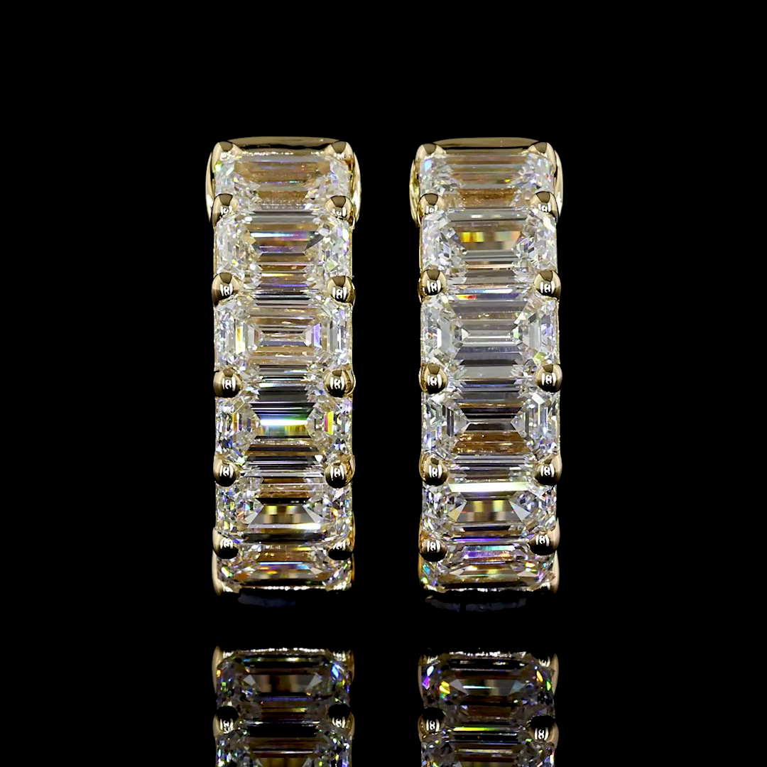 1.99 CTTW Emerald Lab Diamond Huggies Earring (E Color and VS Clarity)