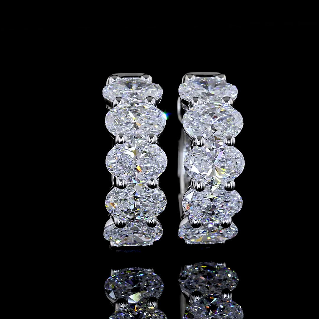 2.12 CTTW Oval Natural Diamond Huggies Earring 14.29mm (H Color and SI Clarity)