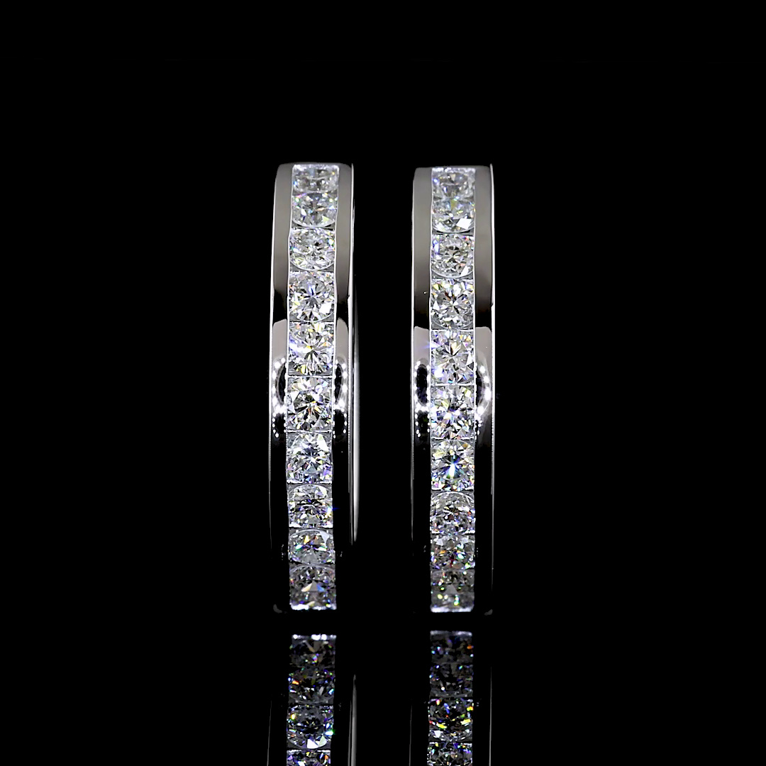 1.01 CTTW Round Lab Diamond Huggies Earring (F Color and VS1 Clarity)