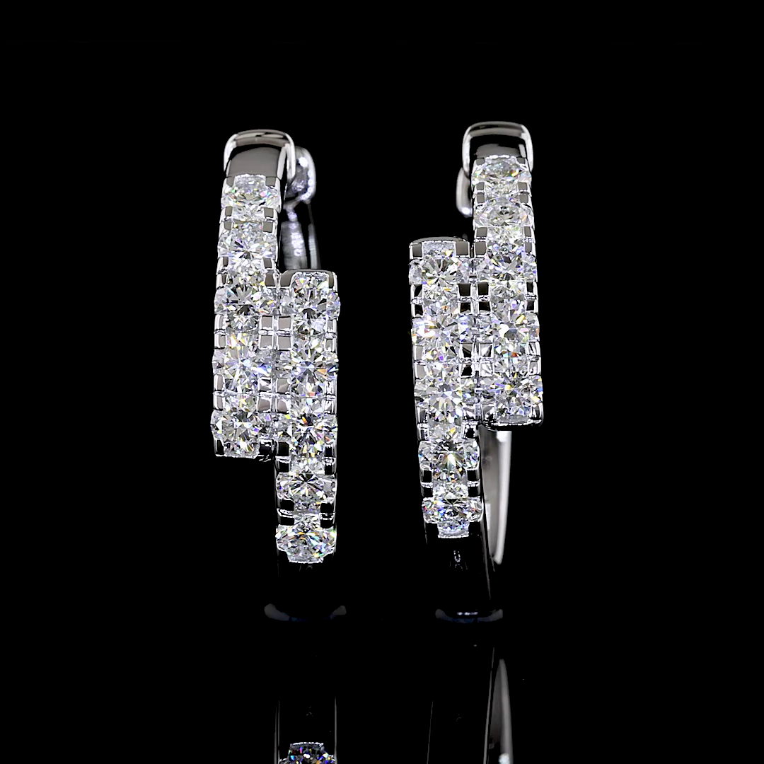 1.25 CTTW Round Lab Diamond Huggies Earring (F Color and VS2 Clarity)
