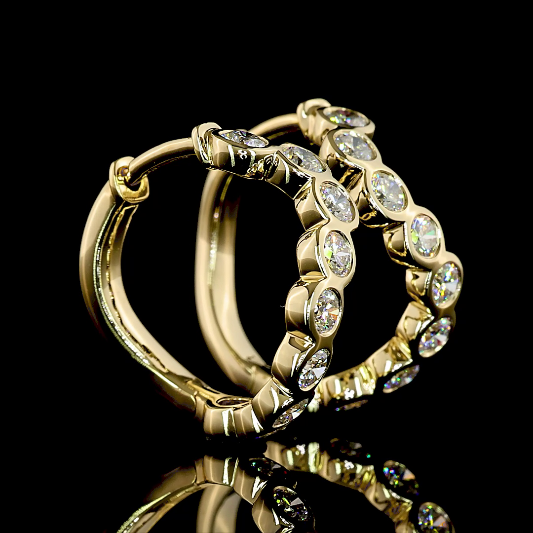 1.00 CTTW Round Lab Diamond Huggies Earring (E Color and VS Clarity)