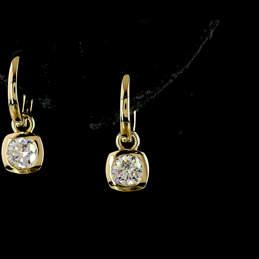 1.05 CTTW Round Lab Diamond Hanging Earring (E Color and VS1 Clarity)