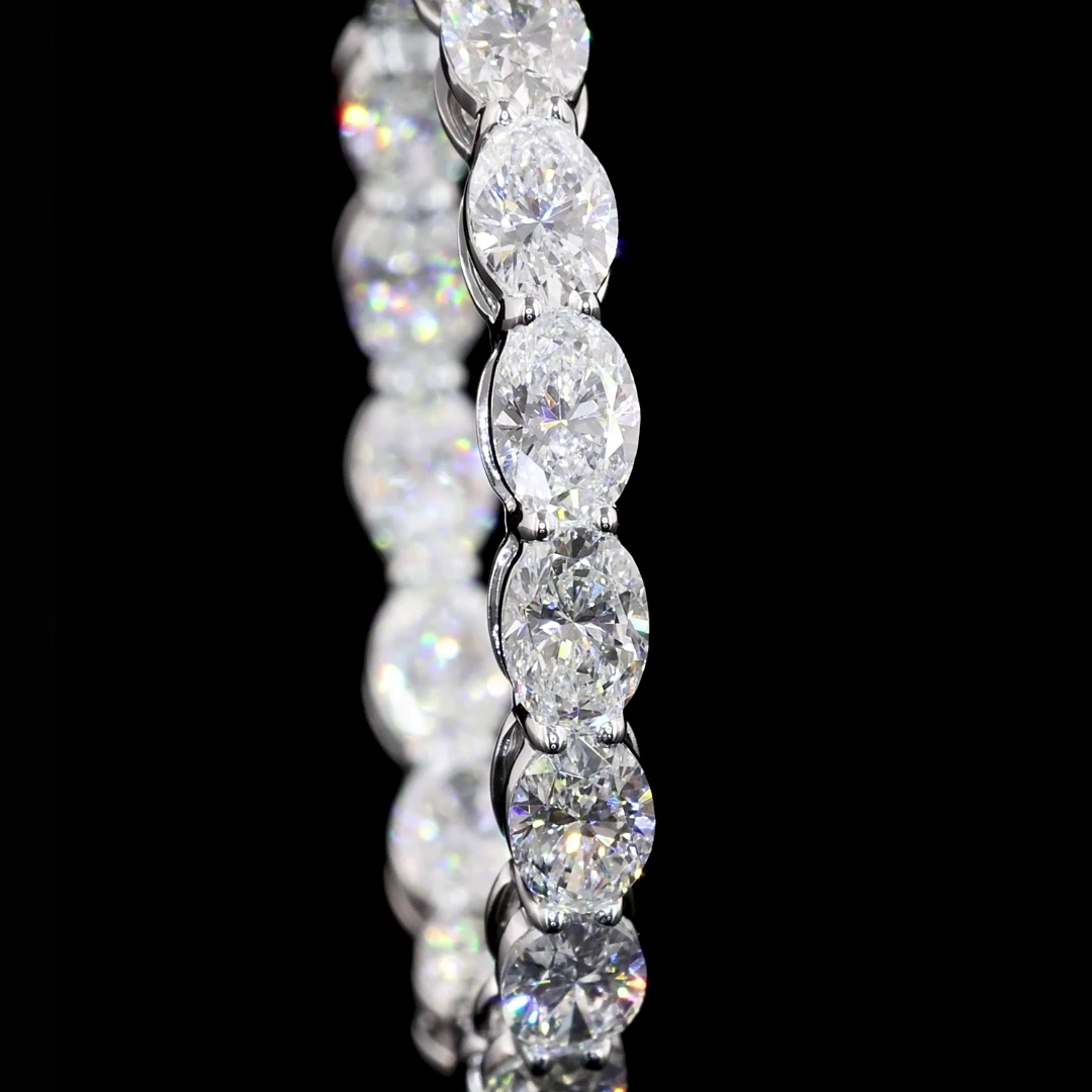 4.15 CTTW Oval F VS1 Lab Diamond Hoops Earring 28mm 14k White Gold