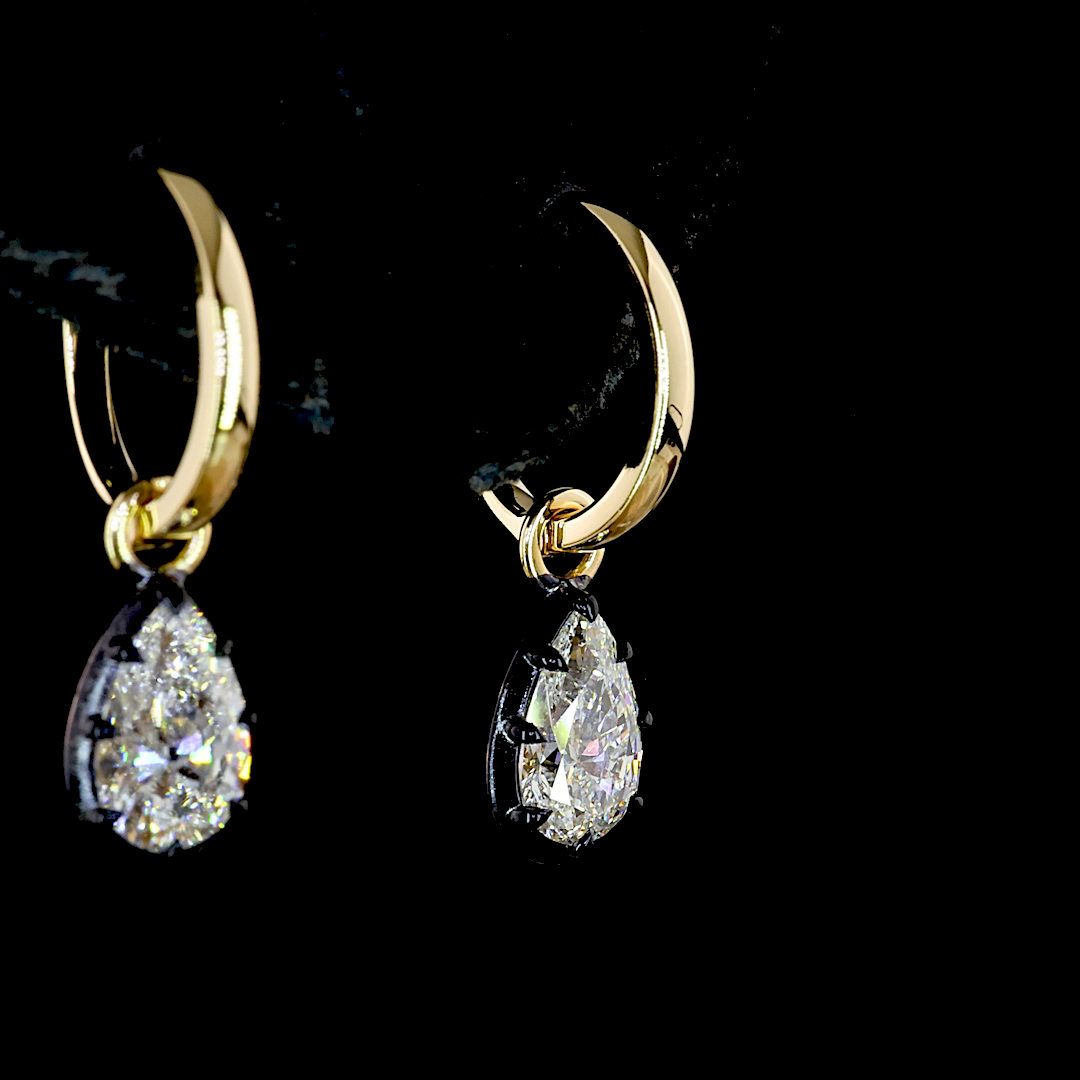 1.44 CTTW Pear Lab Diamond Hanging Earring (E Color and VS Clarity)