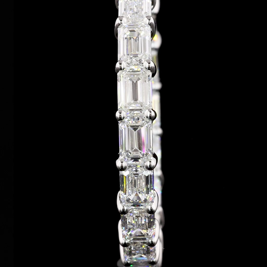 7.08 CTTW Emerald Lab Diamond Hoops Earring 30.7mm 14k White Gold F/E Color and VS1/VS2 Clarity jewelry-spot-usa
