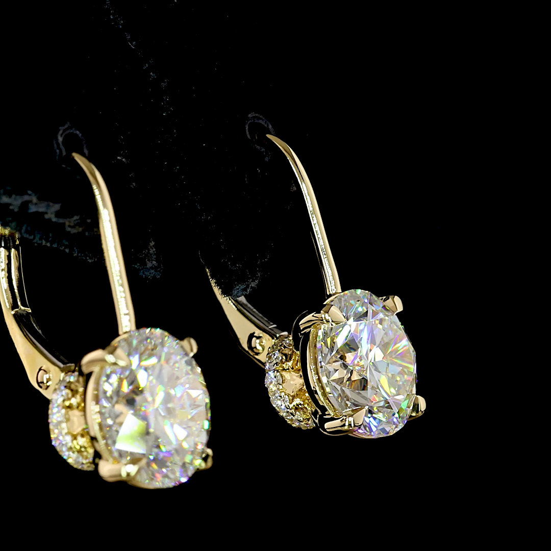 4.14 CTTW Round Lab Grown Diamond Hanging Earring Size 19.6 (E Color and VS1 Clarity)