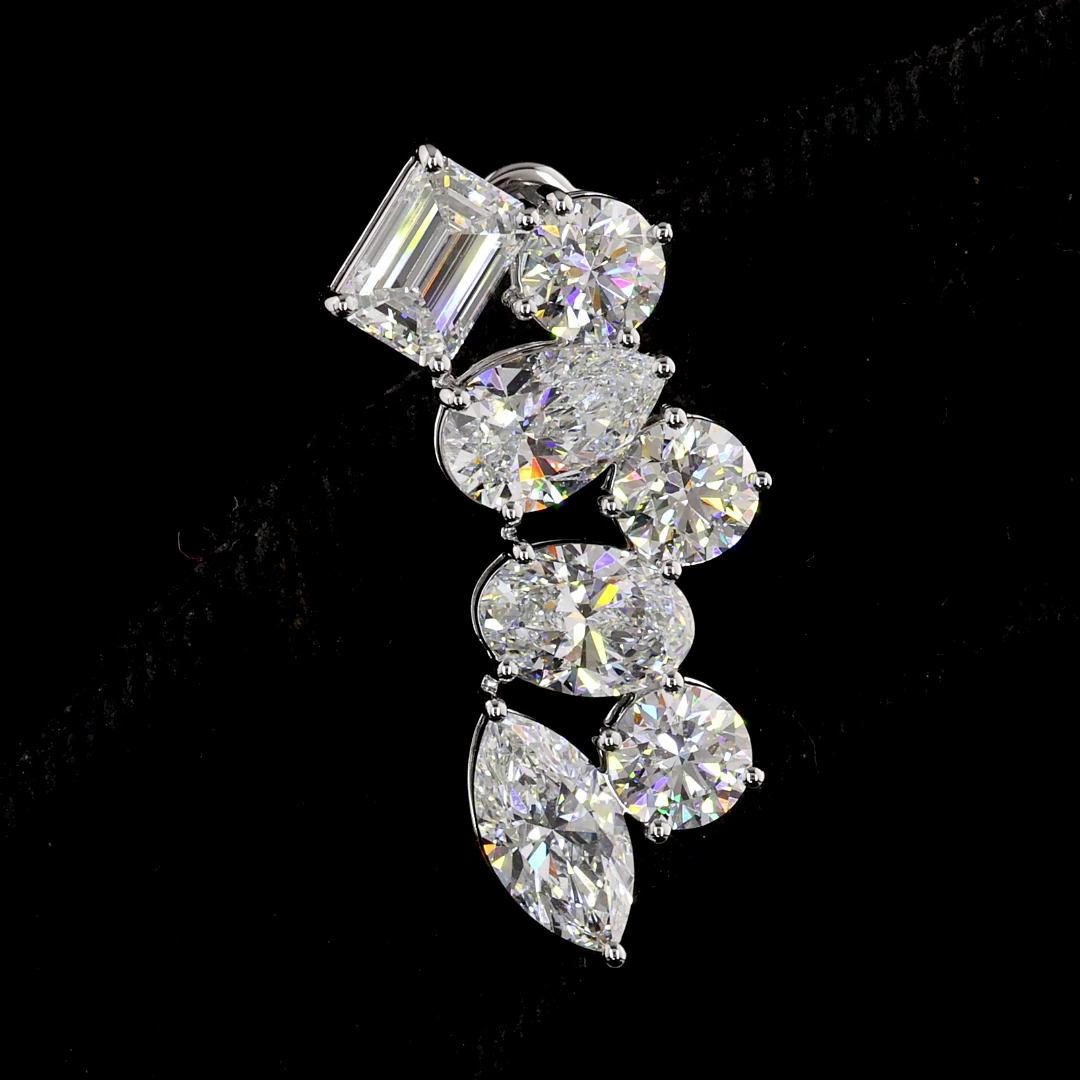 5.90 CTTW MIX Lab Diamond Crawler Earring (F Color and VS1 Clarity)