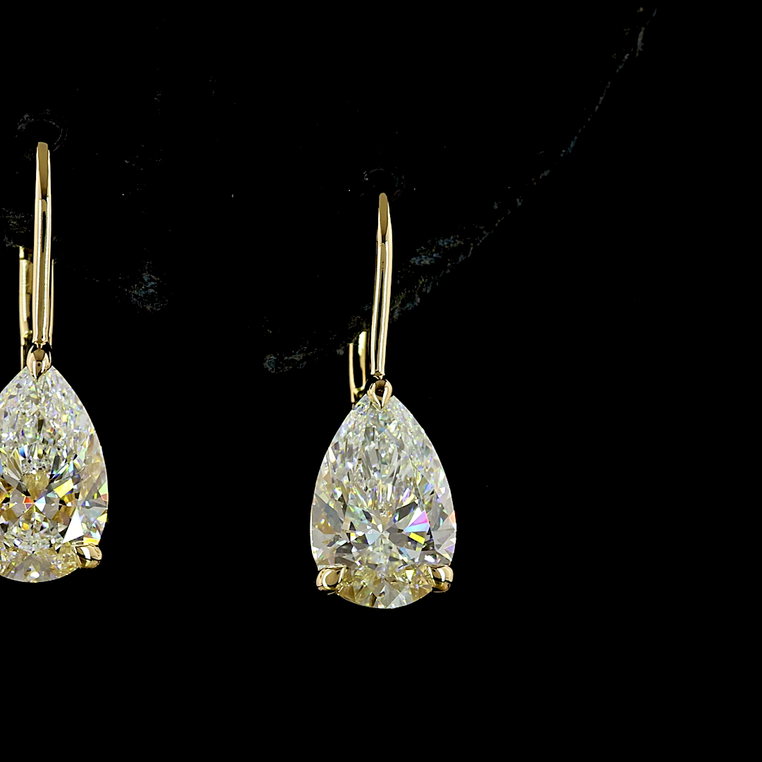 3.05 CTTW Pear Lab Diamond Hanging Earring (F/E Color and VS1 Clarity)