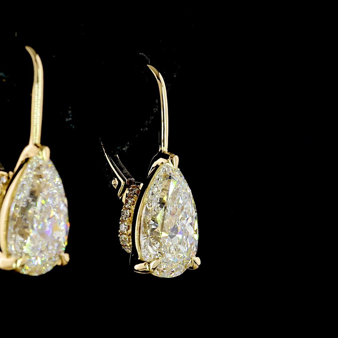 4.19 CTTW Pear Lab Diamond Hanging Earring (F Color and VS1 Clarity)