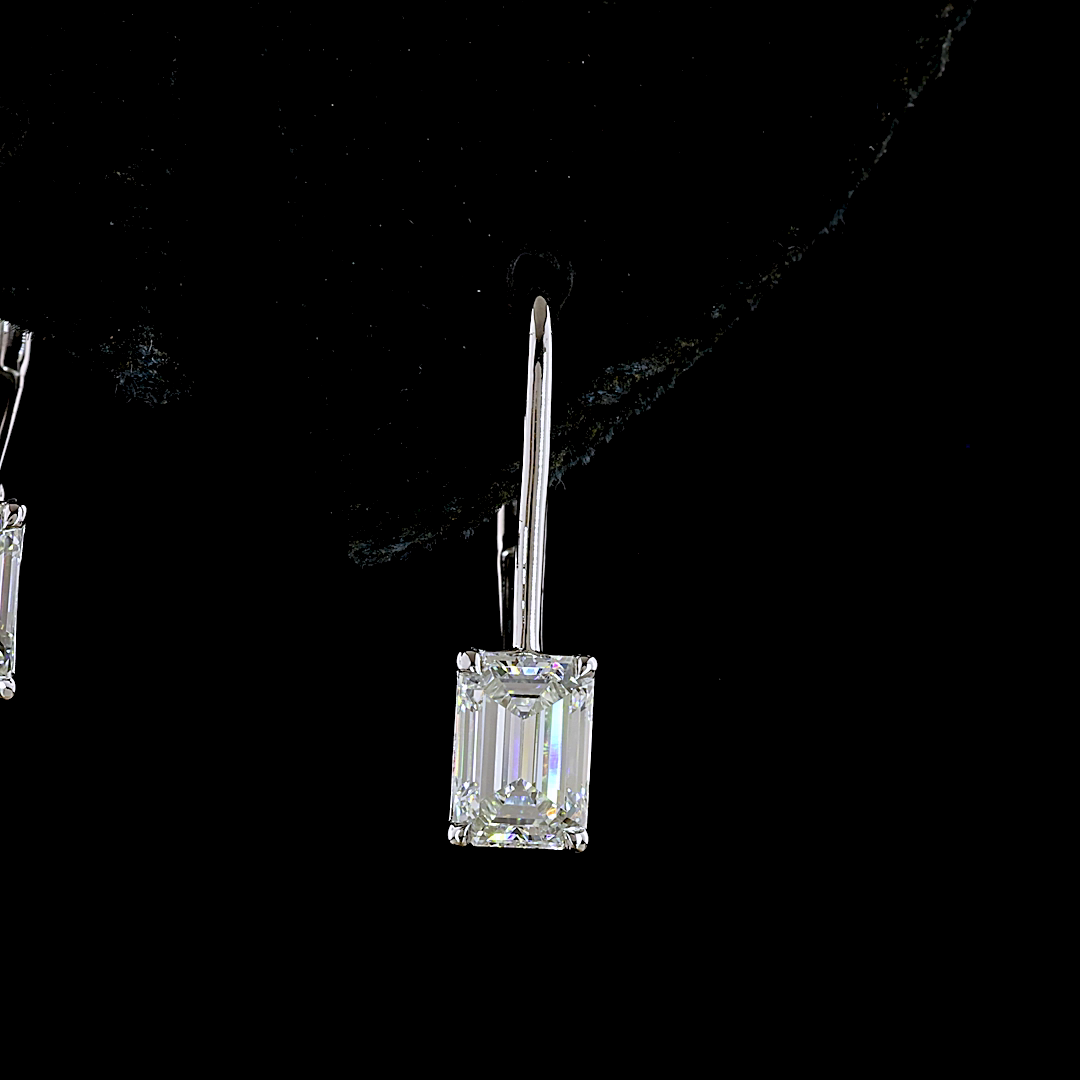 1.10 CTTW Emerald Lab Grown Diamond Hanging Earring Size 17.75 (E Color and VS Clarity)