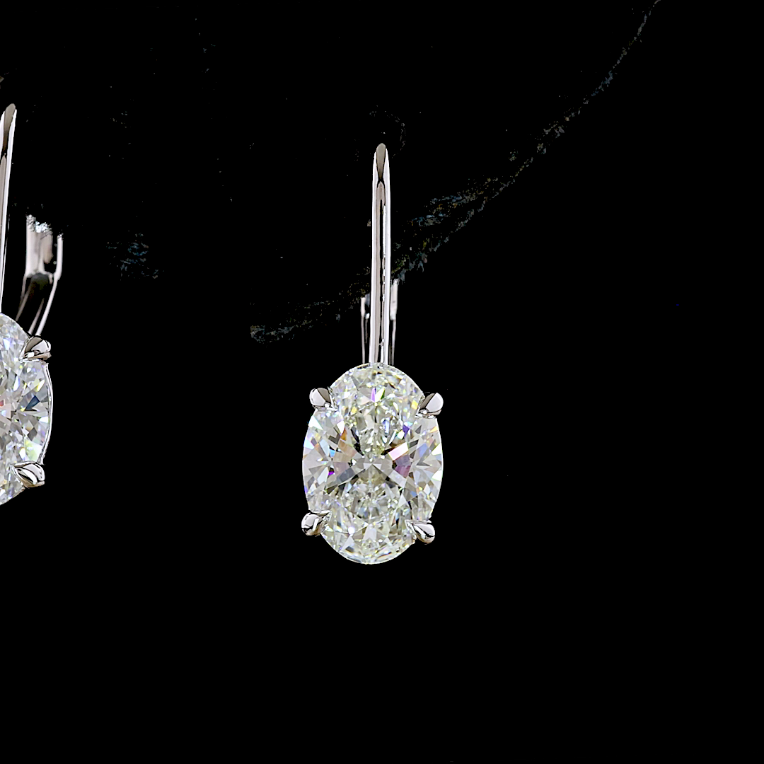 2.13 CTTW Oval Lab Diamond Hanging Earring (E Color and VS1 Clarity)