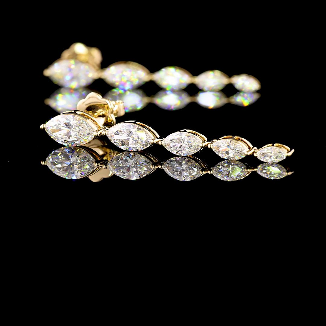 3.82 CTTW Marquise Lab Diamond Hanging Earring (F Color and VS1 Clarity)