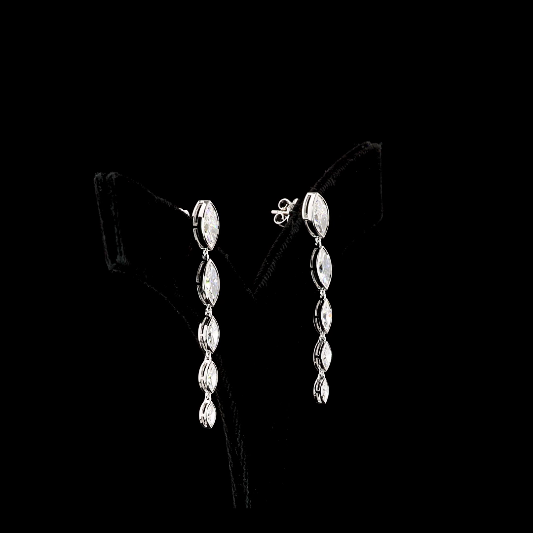 3.91 CTTW Marquise Lab Diamond Hanging Earring (E Color and VVS2 Clarity)