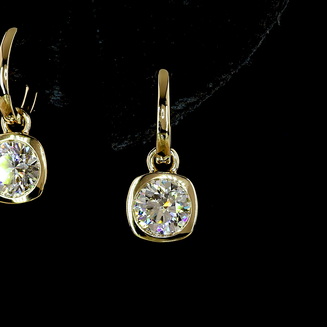 2.04 CTTW Round Lab Grown Diamond Hanging Earring (F Color and VS2 Clarity)