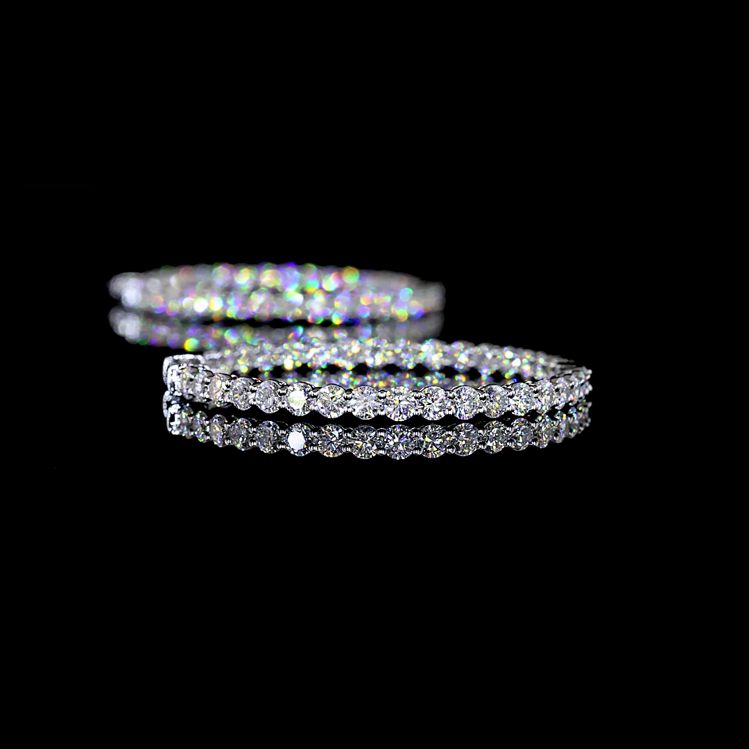 3.95 CTTW Round Lab Diamond Hoops Earring (E Color and VS1 Clarity)