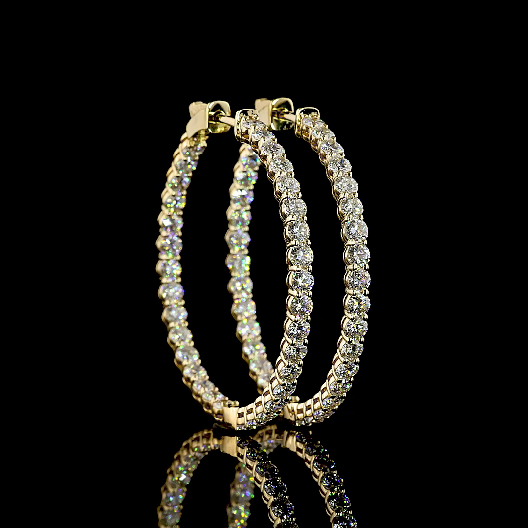 3.84 CTTW Round Lab Diamond Hoops Earring (E Color and VS Clarity)