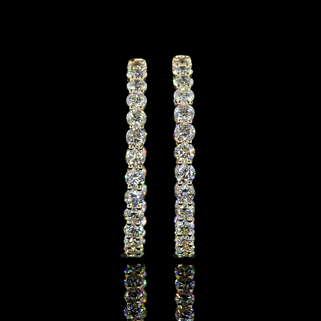 4.54 CTTW Round Lab Grown Diamond Hoops Earring 30mm (E Color and VS1 Clarity)