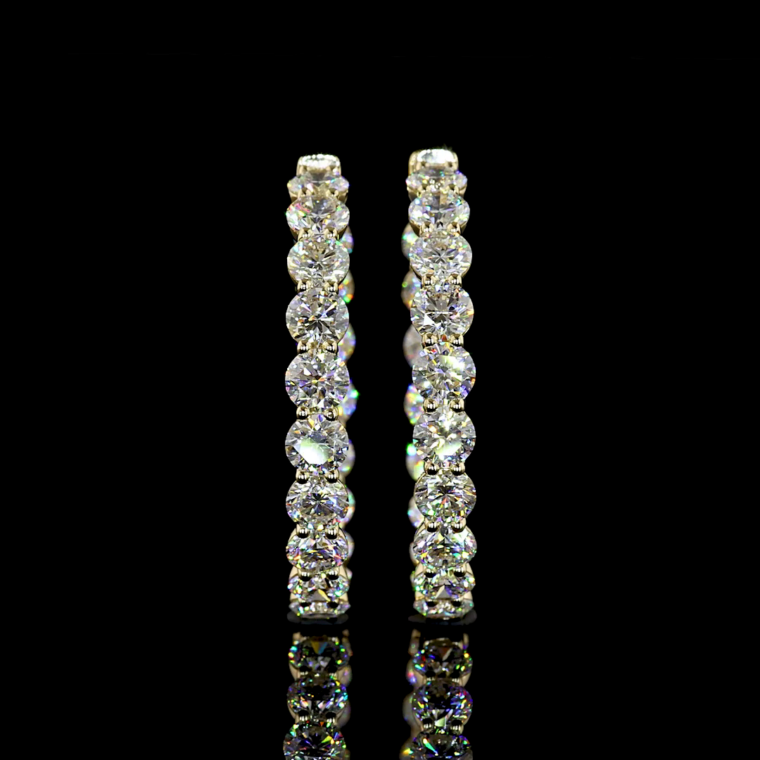 7.35 CTTW Round Lab Diamond Hoops Earring (E Color and VS1 Clarity)