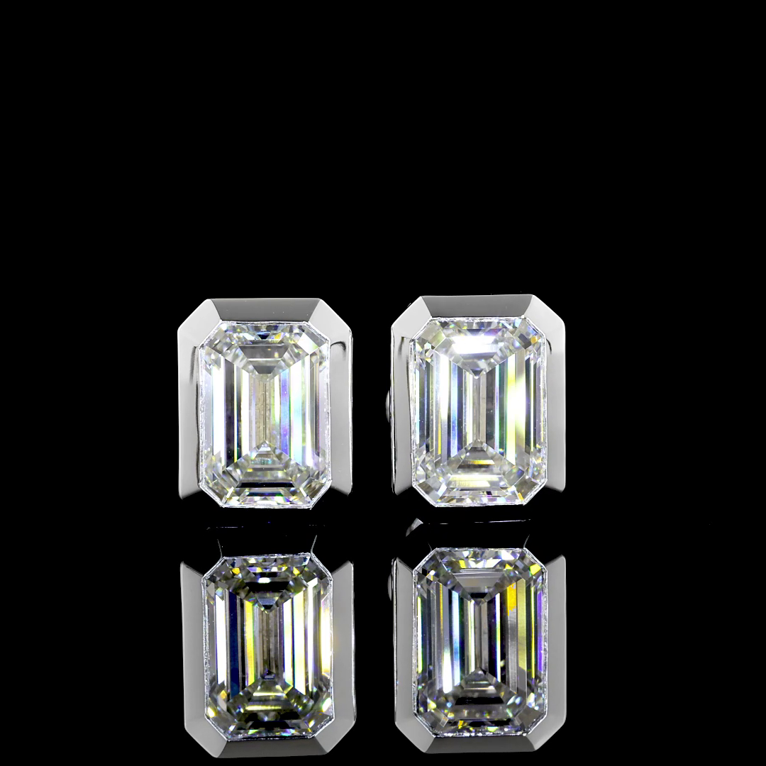 3.08 CTTW Emerald Lab Diamond Studs Earring 14k White Gold E Color and VVS2 Clarity jewelry-spot-usa