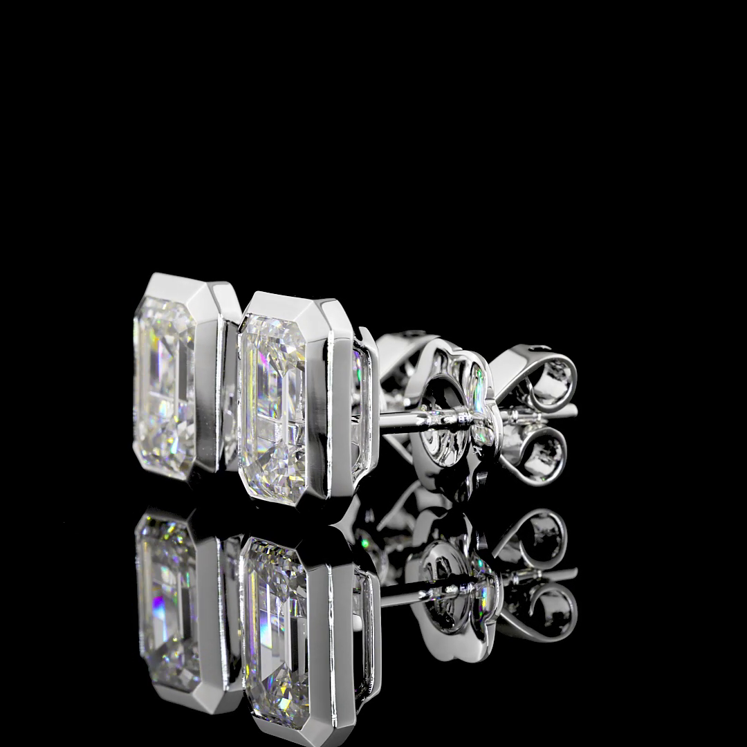 3.08 CTTW Emerald Lab Diamond Studs Earring 14k White Gold (E Color and VVS2 Clarity)