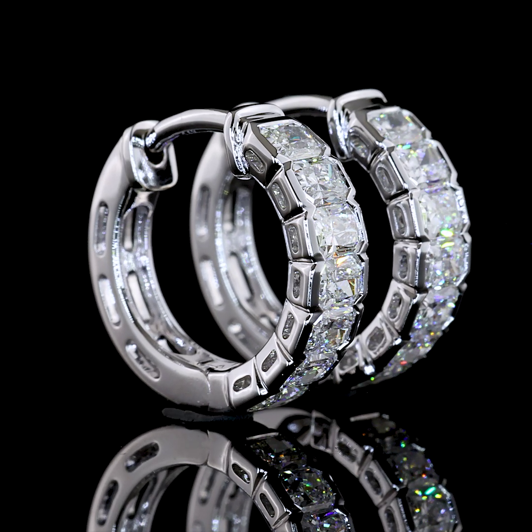 0.98 CTTW Radiant Lab Diamond Huggies Earring (F Color and VS+ Clarity)