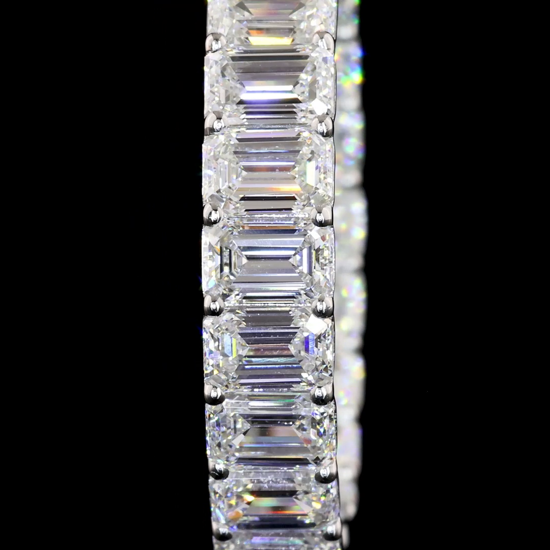 8.10 CTTW Emerald Lab Diamond Hoops Earring 25mm 14k White Gold E Color and VVS2 Clarity jewelry-spot-usa